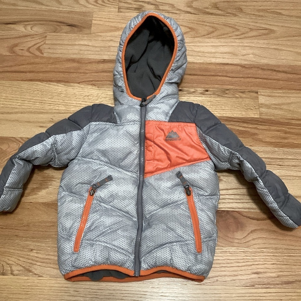 Toddler Gray & Orange Insulated Hooded Jacket